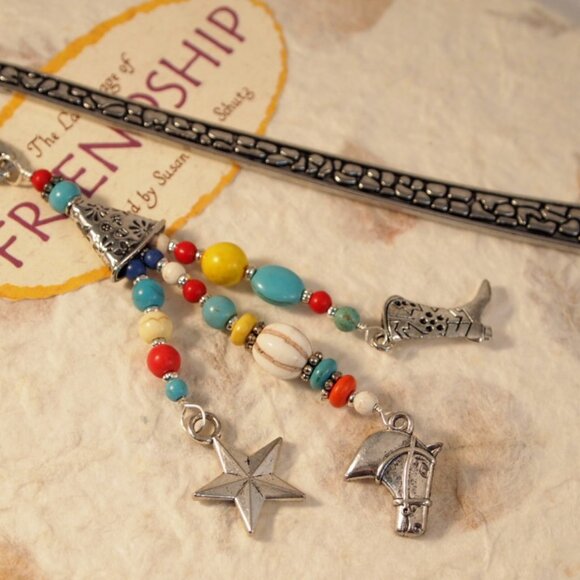 Country Western Bookmark Charm Beaded Bookmark Page Saver Teacher Gift Reader - Picture 5 of 5